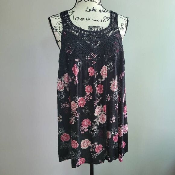 Torrid floral lace detail tank 2X whimsigoth grunge alternative summer - Picture 1 of 10